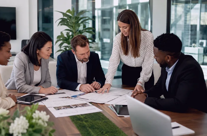 People collaborating in a meeting room