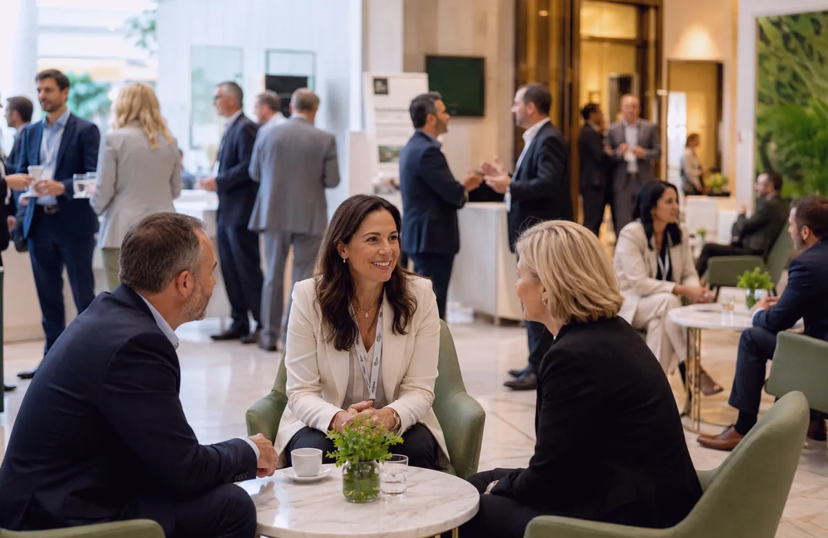 Professional people reviewing event space requirements