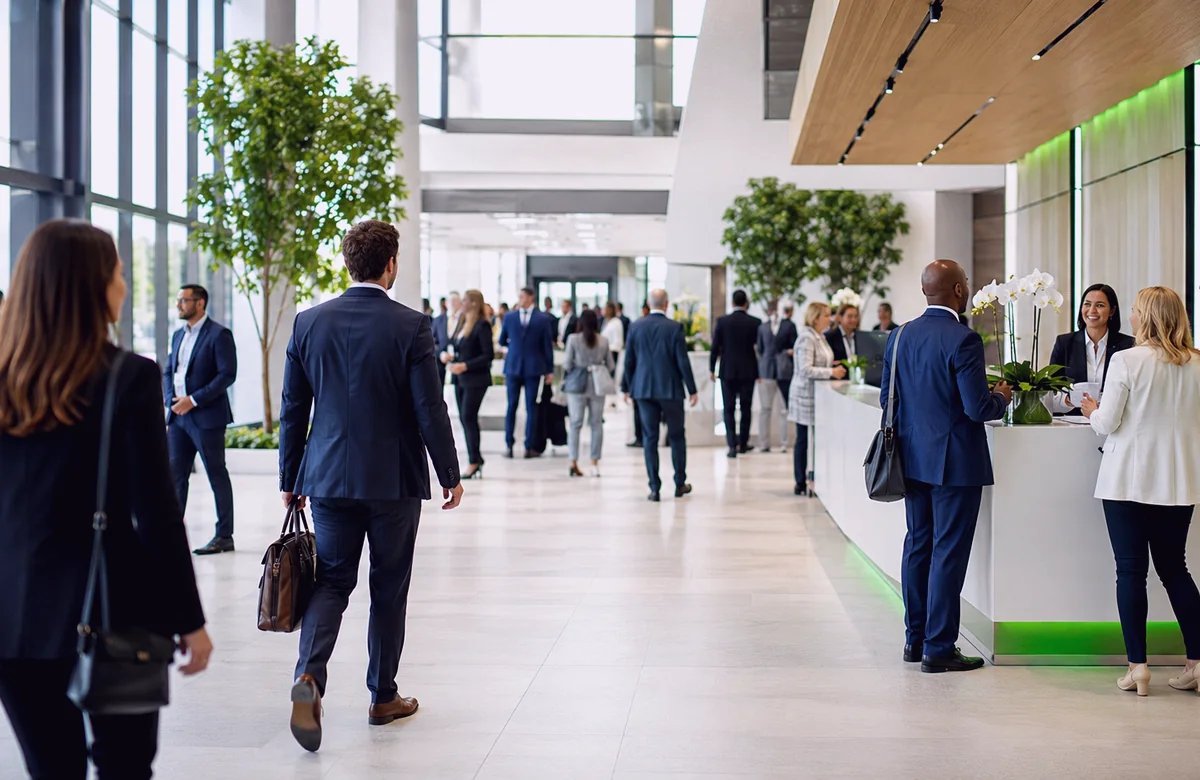 Professional people reviewing event space requirements